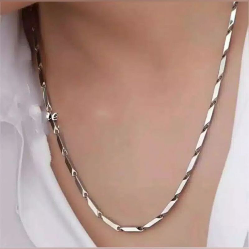 kalung Titanium Pria Model padi 60CM Fashion pria Terlaris anti Karat Tidak luntur kalung pria padi