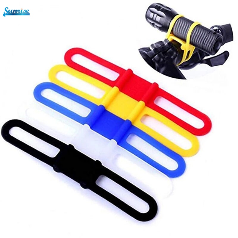 Bicycle Light Mount Holder Silicon Strap Flashlight Bands Elastic Bandage Bike Accessories