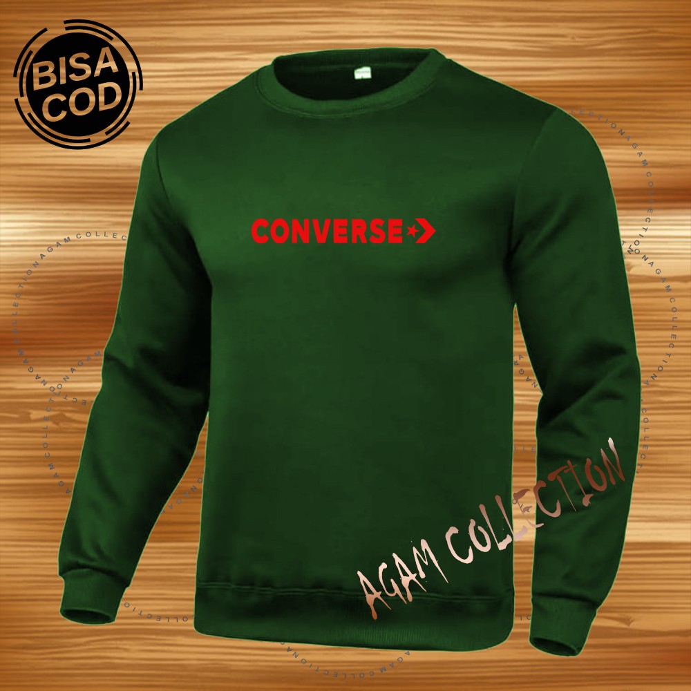 Agam collection Sweater Distro Converce 060 Premium Text Merah Pria Wanita