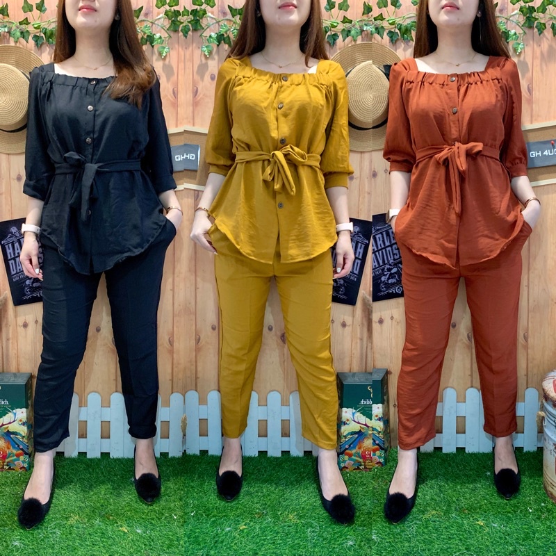 SETELAN PEPLUM BUTTON BTS 3017 / 3017-127