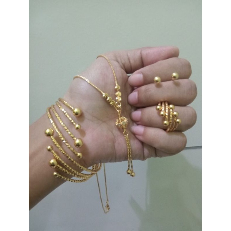 perhiasan wanita satu set super set cantik titanium gold