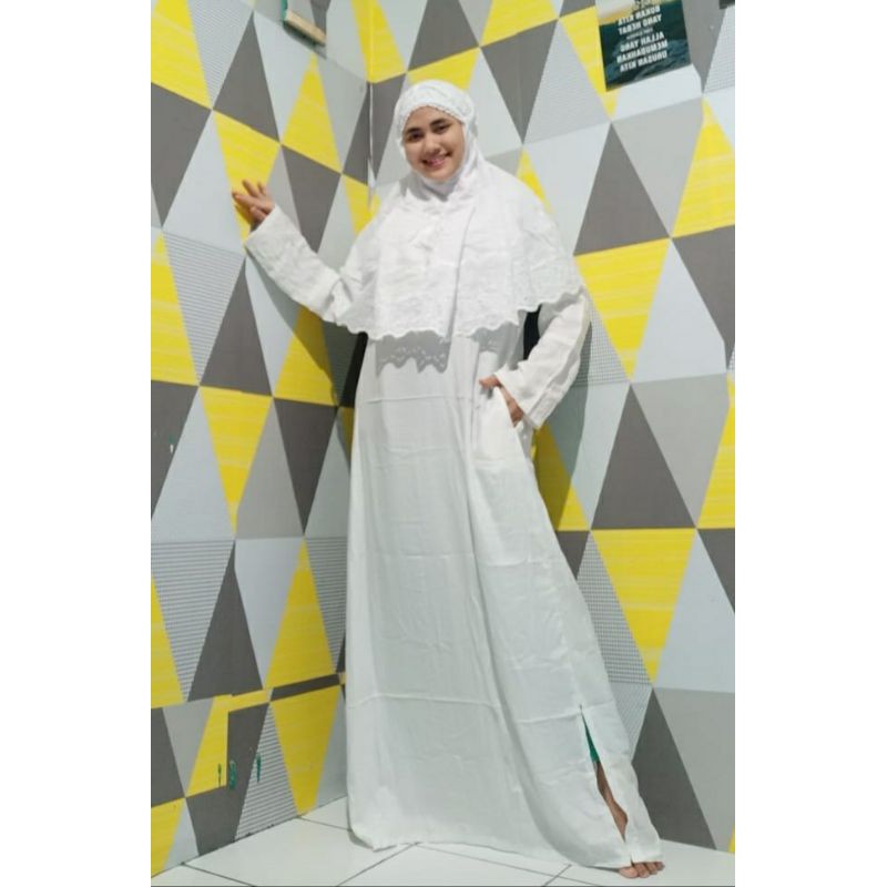 [ MURAH BANGET ] Gamis Semi Sutra | Gamis Putih | Gamis Beby Doll Sutra Katun | Gamis Katun Sutra Fa