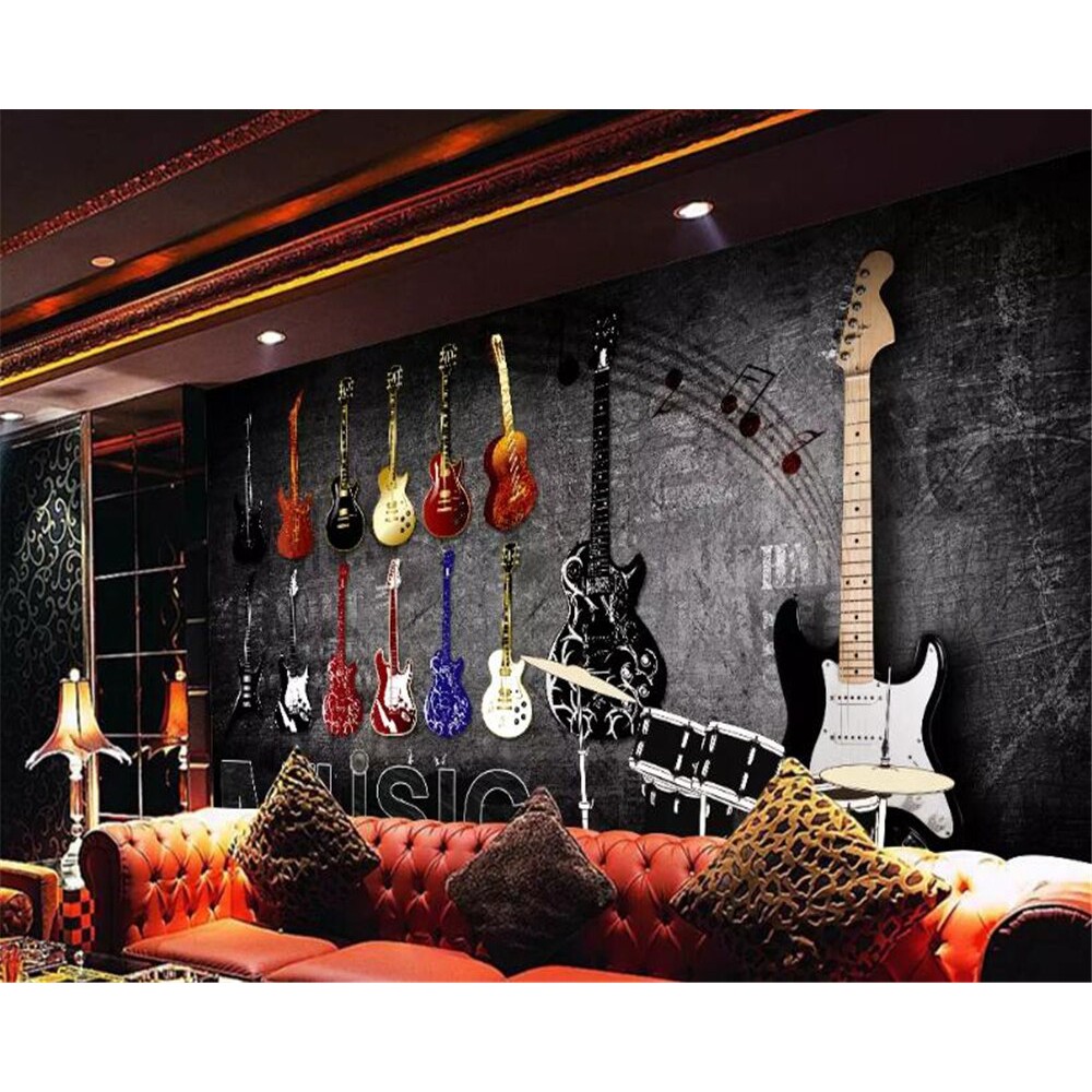 beibehang 3d wallpaper Home interior Retro vintage brick wallpaper 3d hand drawn rock music
