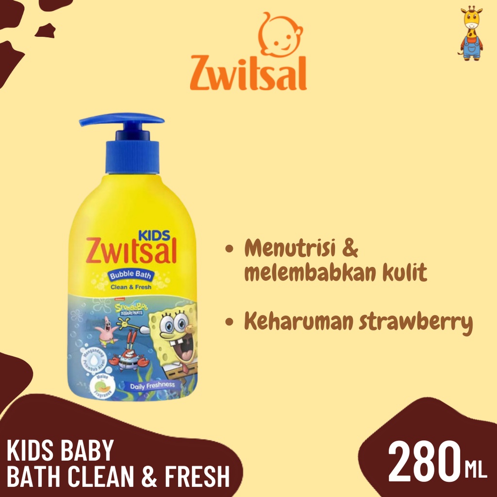 Zwitsal Kids Baby Bath Clean &amp; Fresh 280ml - Sabun Cair Bayi