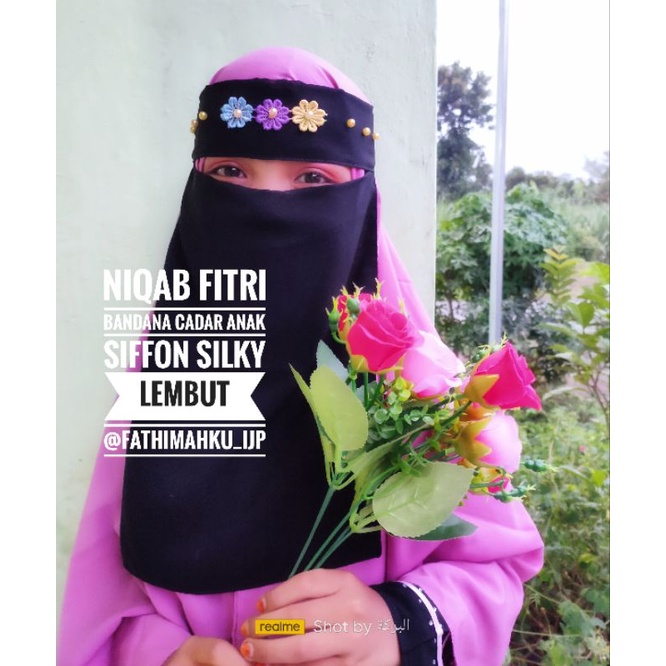 Niqab Bandana Cadar Anak/Niqab Fitri sifon silky/Cadar anak Original By Fathimahku