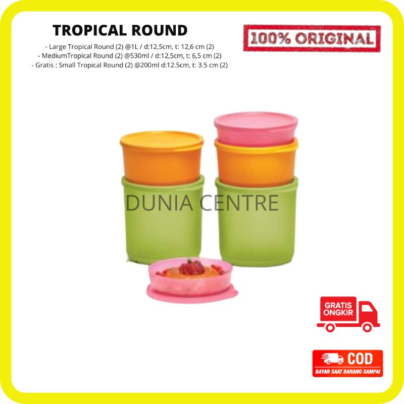 PROMO TUPPERWARE TOPLES TROPICAL ROUND SET (6) ORIGINAL