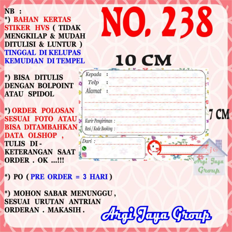 

Stiker HVS - Stiker Pengiriman - Sticker Alamat Olshop Murah Nomer 238-10x7cm