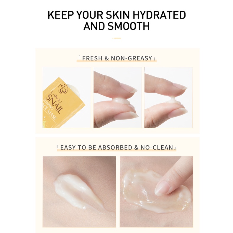 LAIKOU Snail Sleeping Mask Anti Penuaan Meringankan Kerutan Pelembab Krim Malam 3g
