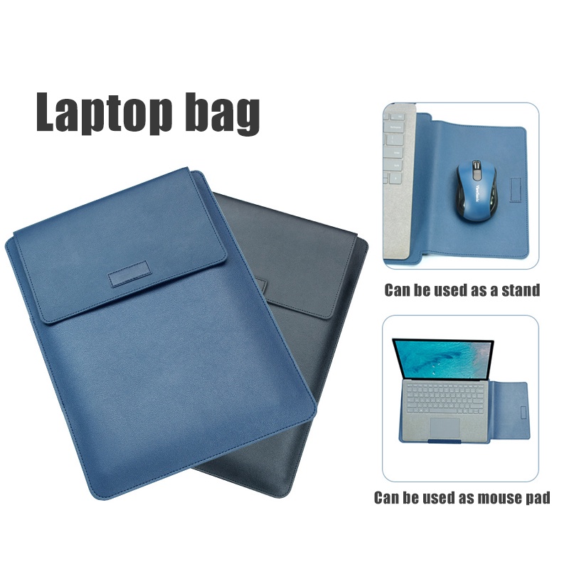 Bonkyo 13 - 14 Inch Case Stand Sleeve PREMIUM PU LEATHER Kulit MACBOOK Air Sarung Skin LAPTOP