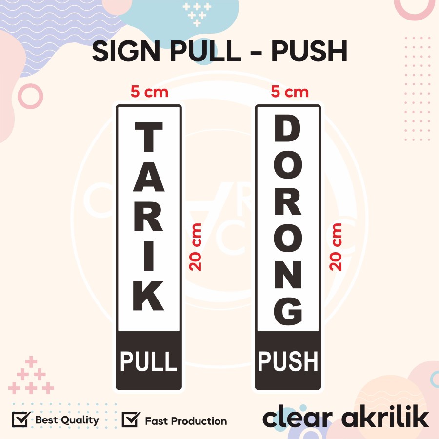 SIGN LABEL STICKER DORONG TARIK PINTU - DOOR SIGN PULL PUSH - 1 SET