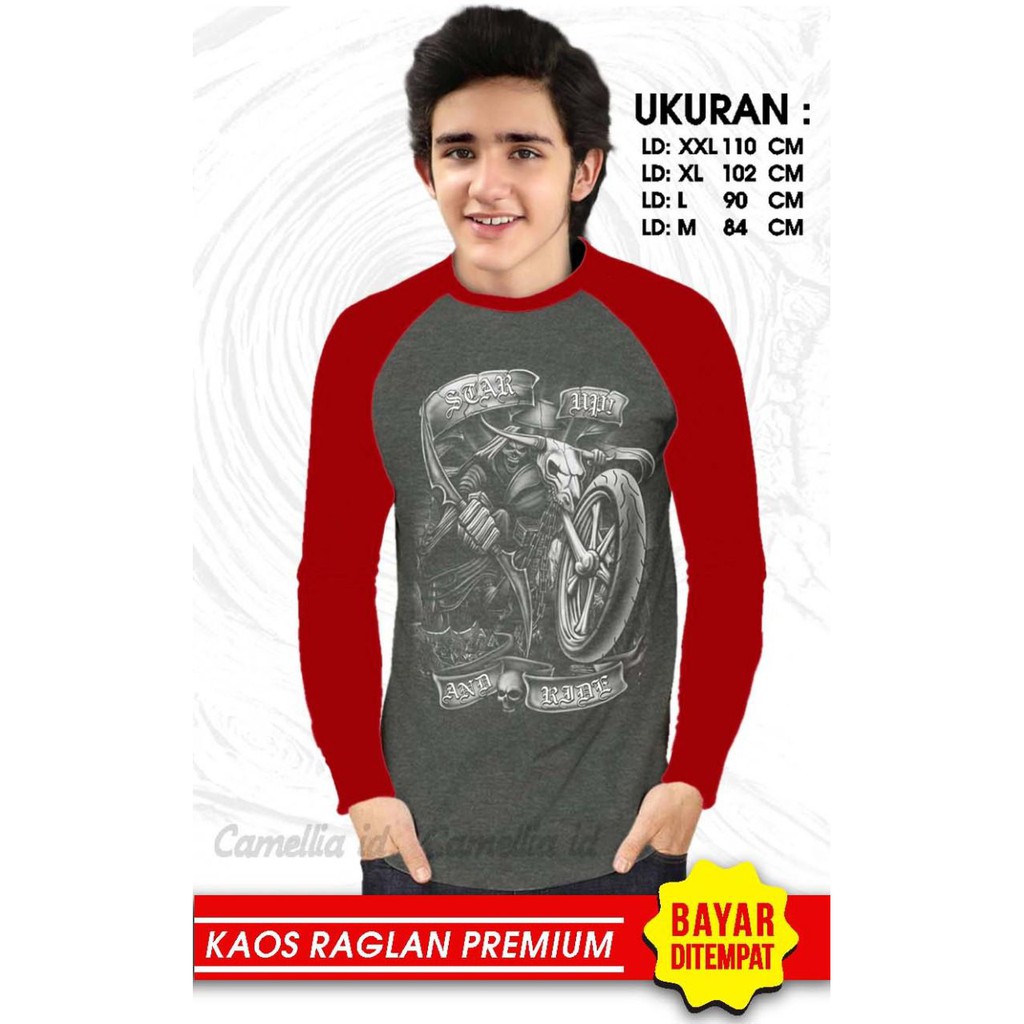 Kaos Raglan (STAR UP)/Kaos Pria Lengan Panjang/ Kaos Pria/ Kaos Cowok/ Kaos Oblong/Misty