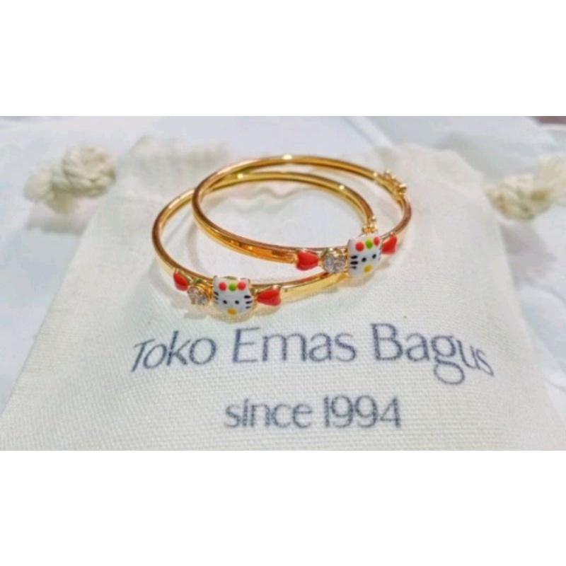 Gelang bangle anak karakter emas asli k300/6k