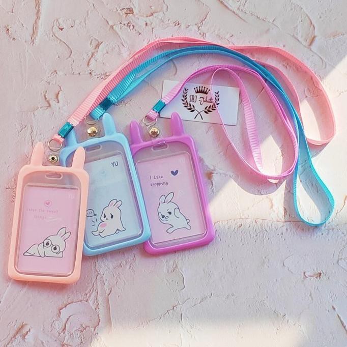 

Tempat kartu ID card Tag holder Dengan tali strap Card Holder Silicone - Biru Muda