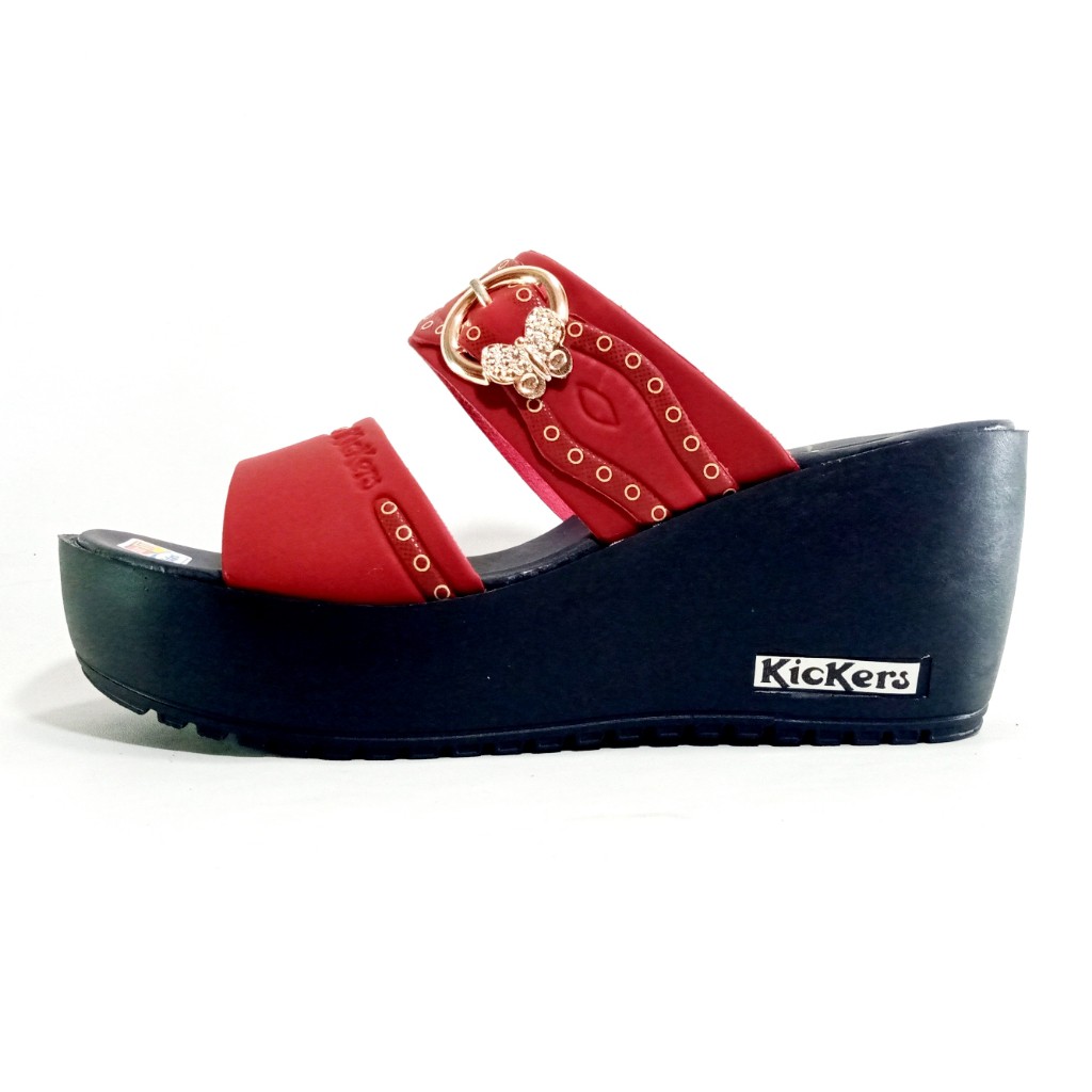 Kickers CB.02 Sandal Wanita Selop Wedges Tebal Hak 7cm Size 37-40