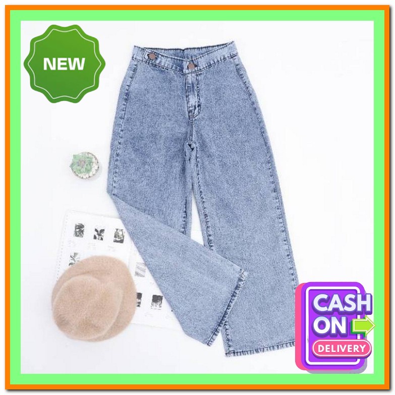 Highwaist Kulot Jeans Wanita Loose Celana Kulot Wanita Kulot Ootd Hijab Kulot Jeans Snow Fwr - Celan