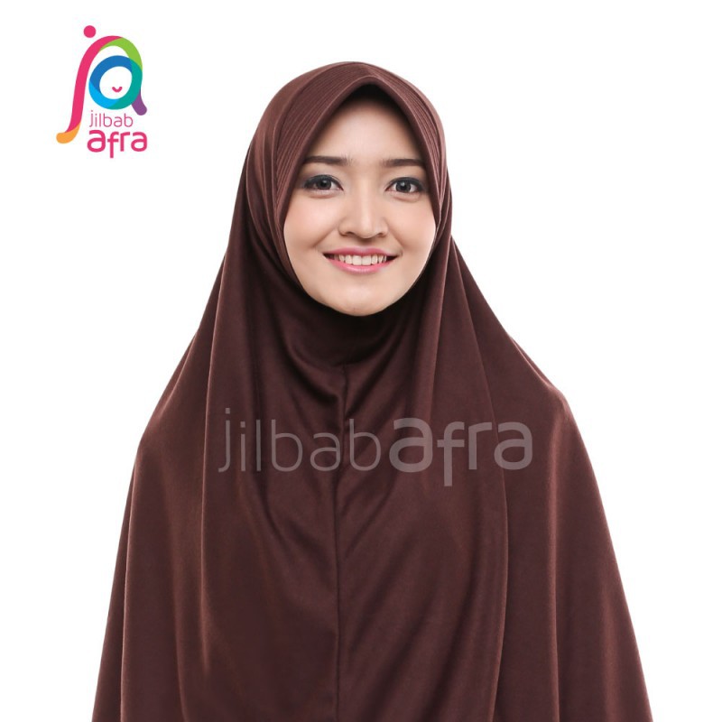 Jilbab Arfa Afra Beria Hijab Pet Bergo Standar Kerudung Instan Kaos Warna Coklat Tua Pramuka