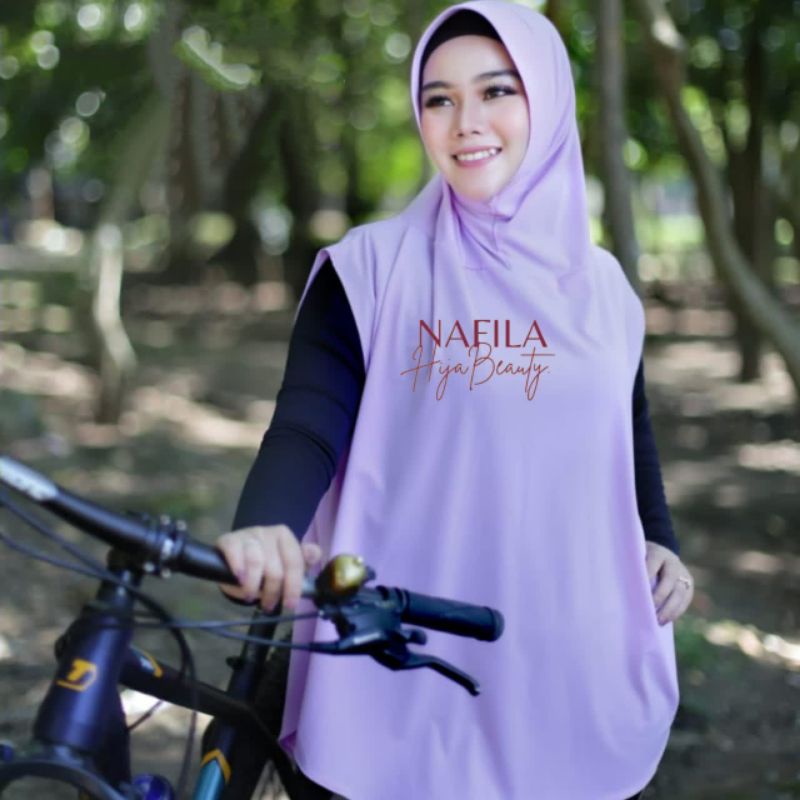 Hijab Olahraga Muslimah Syari Jumbo Menutup Dada dan Perut Bahan Jersey Adem nyaman Jilbab Sporty-7