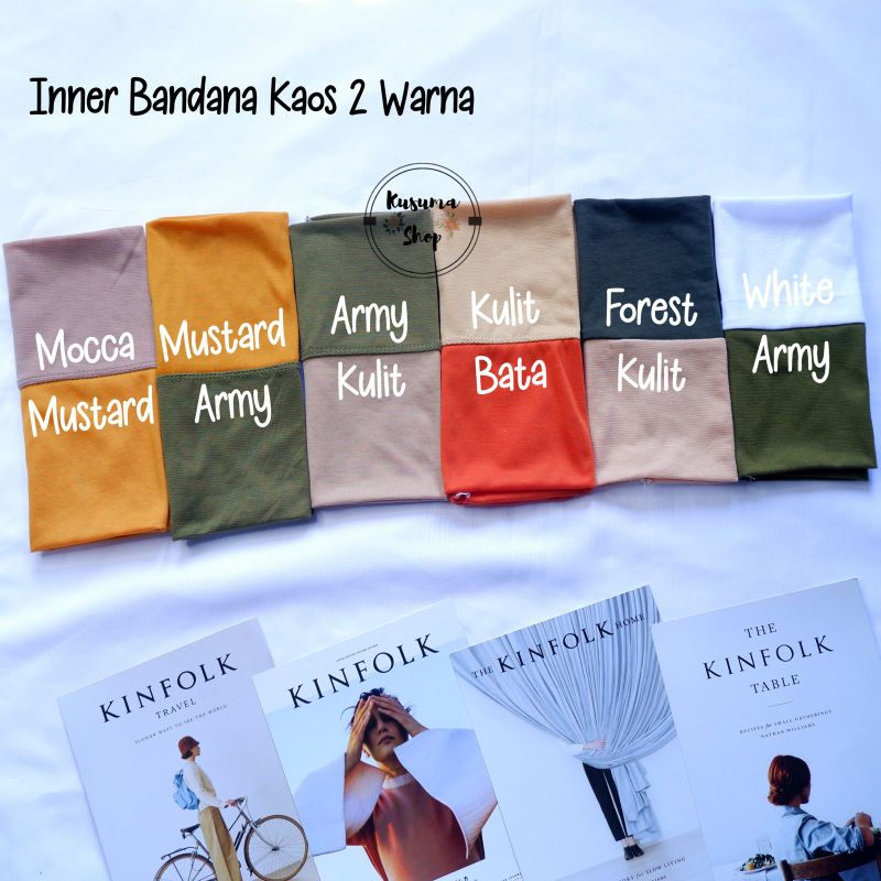 Inner bandana bahan kaos 2 warna /daleman hijab 2 warna