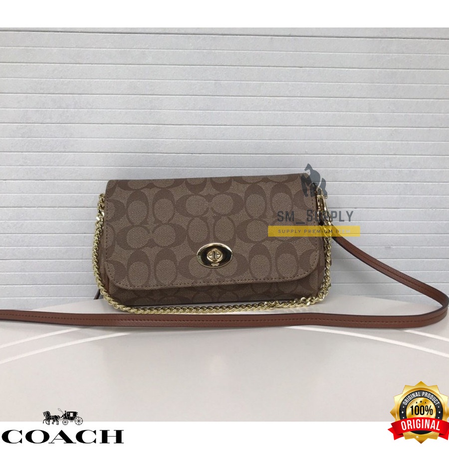 TAS WANITA COACH MINI RUBY CROSSBODY SIGNATURE IN CANVAS KHAKI - BOX