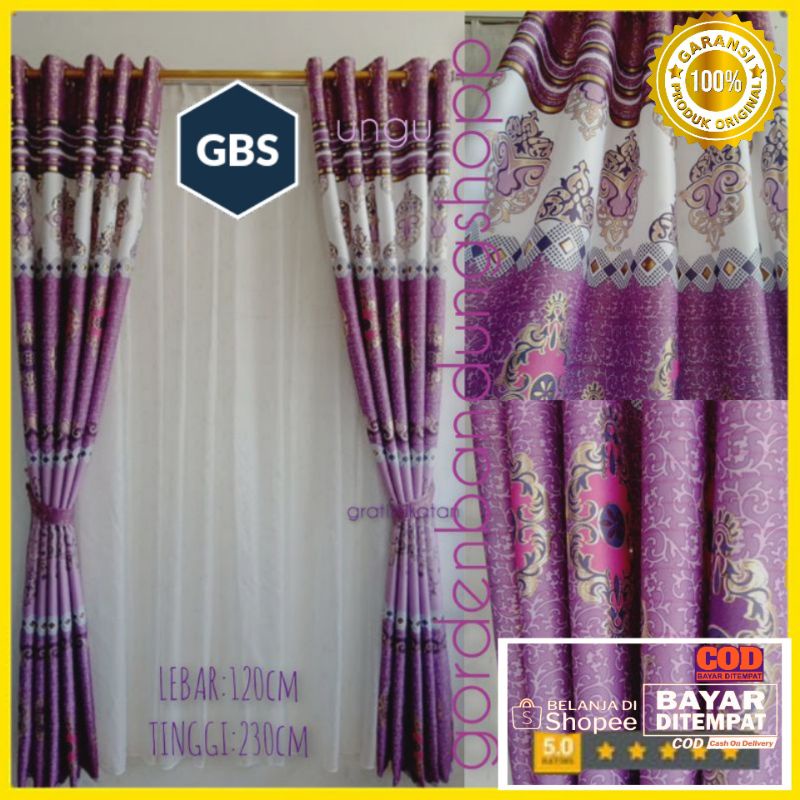 Gorden Murah Dekorasi Rumah Jendel Pintu Kamar Minimalis Motif Batik Sultan Prin Emas Panama 5 gelem