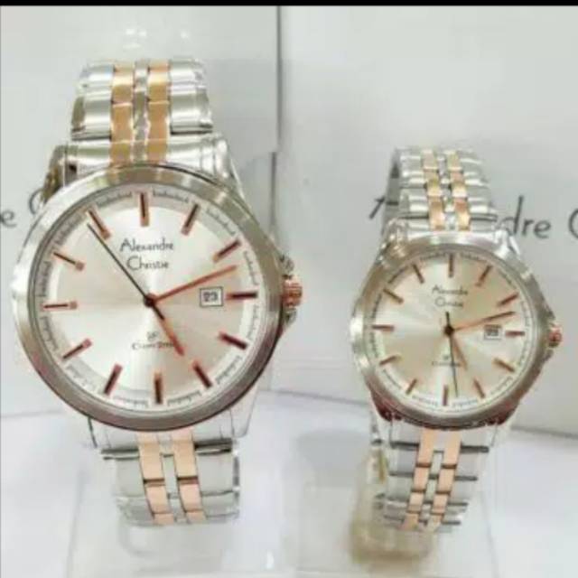 Jam Tangan Alexandre Christie 8402 Couple Silver Combi Original