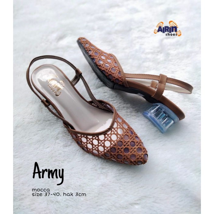 10.10 Army Slop heels/slop jaring aplikasi tali by Airin shoes