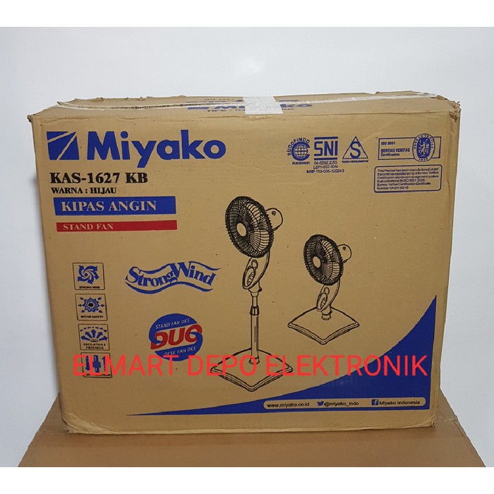 MIYAKO desk fan &amp; stand fan 16 inch KAS 1627KB 1627 KB Jaring Besi kipas angin berdiri dan meja 16&quot; 16 inci