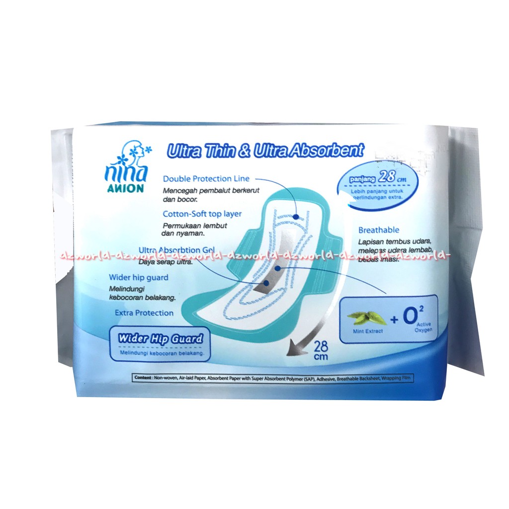 Nina Anion 10pads Pembalut Wanita Kesehatan Wanita Panjang 27cm Ninna