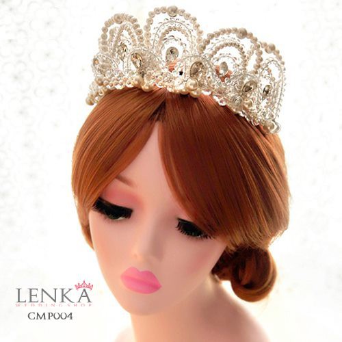 [BISA COD] WEDDING CROWN TIARA BRIDAL MAHKOTA AKSESORIS PESTA PUTIH CMP004