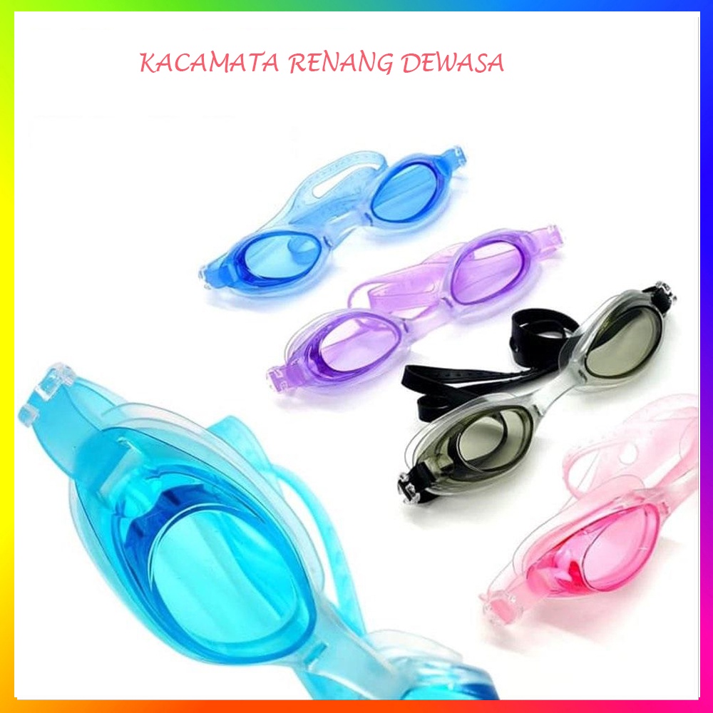 ( FREE Penutup Telinga ) Kacamata Renang Dewasa Simple Ringan Swiming Googles ANTI FOG ANTI UV KACA MATA RENANG