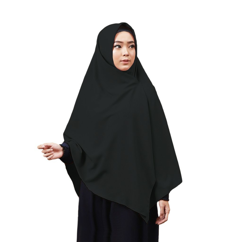 TERMURAH JILBAB SEGI EMPAT 150 X 150 / jilbab jumbo wolfis syari 150 / hijab kerudung jumbo grade A-HITAM