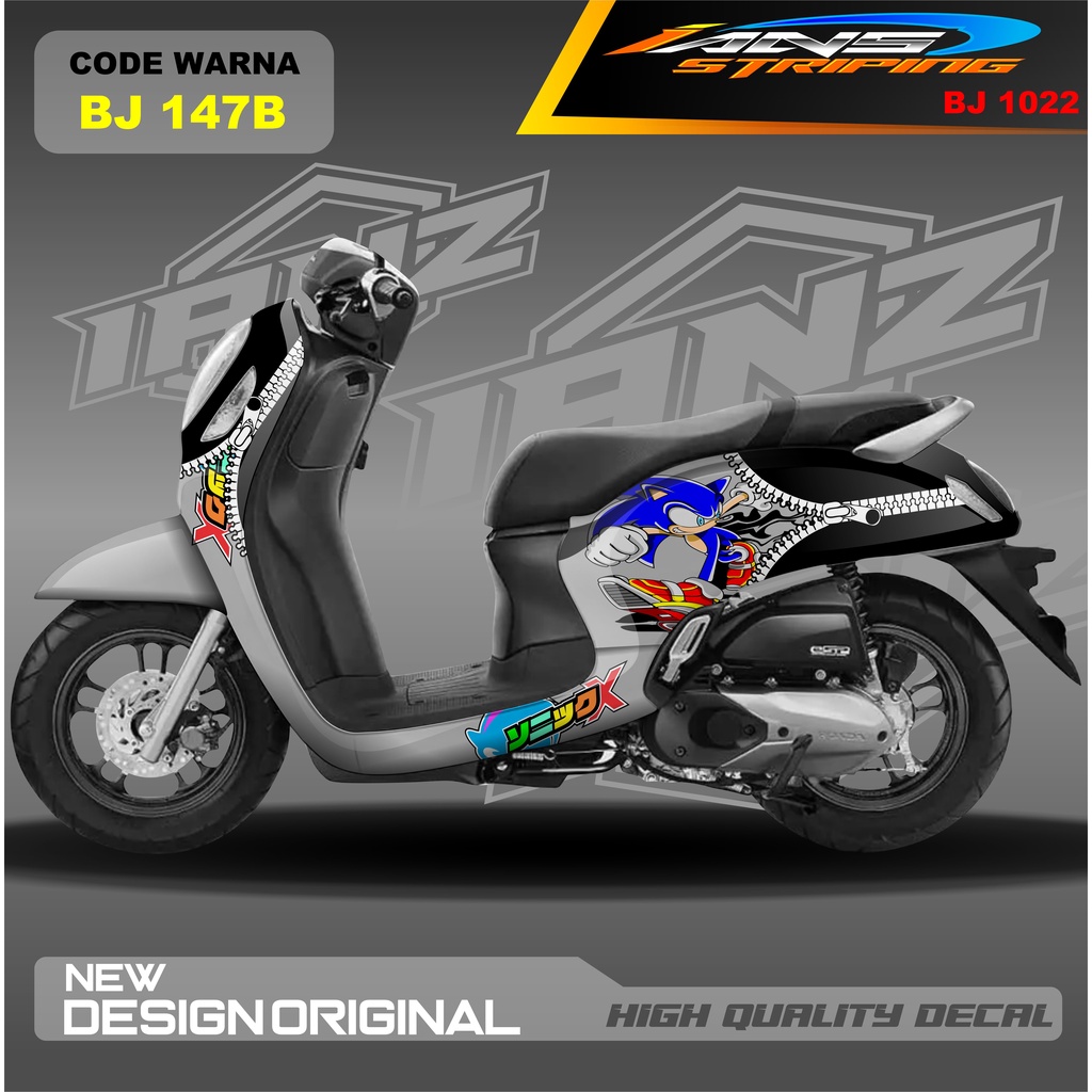 STICKER DECAL SCOOPY FULL BLOK MOTOR / STICKER DECAL SONIC HONDA SCOOPY FULL BODY / STICKER VARIASI SCOOPY TERBARU  / STICKER SCOOPY