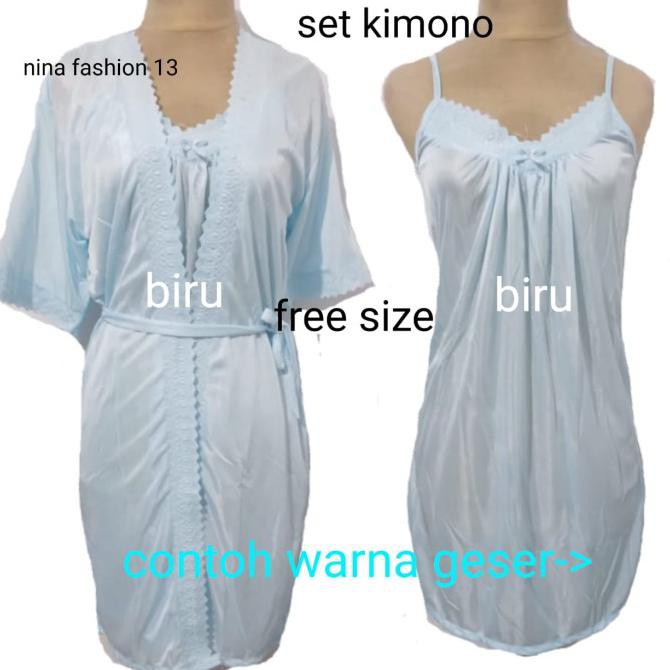Hj31- Piyama Baju Tidur Dewasa Wanita Kimono 2In1 Cantik Sexy Sleepwear - Ungu