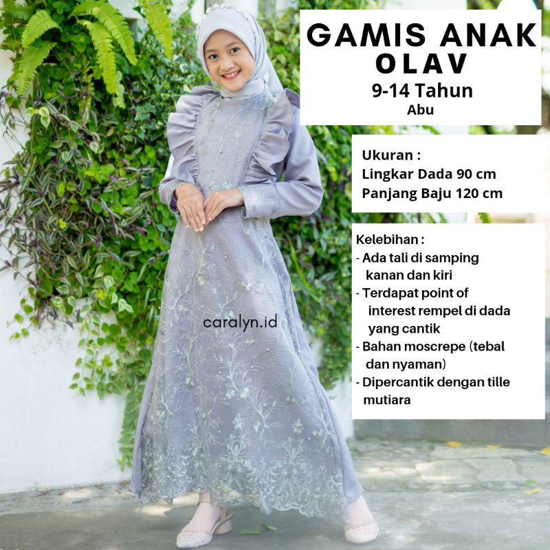 GAMIS ANAK PEREMPUAN REMAJA BRUKAT PESTA OLAV CANTIK 9-14 TAHUN