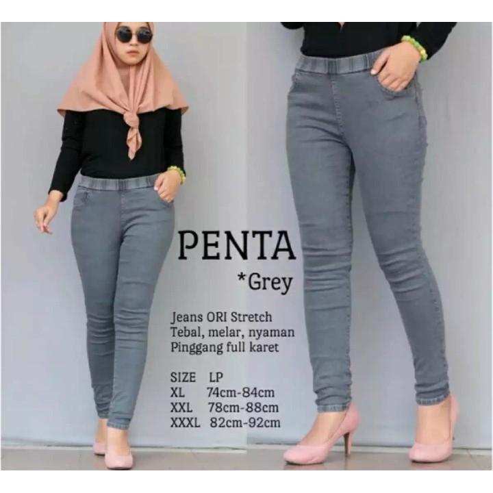 Celana Pinggang Karet - Jeans Wanita - Celana Panjang Wanita - Celana Jeans Kekinian Terbaru 2023