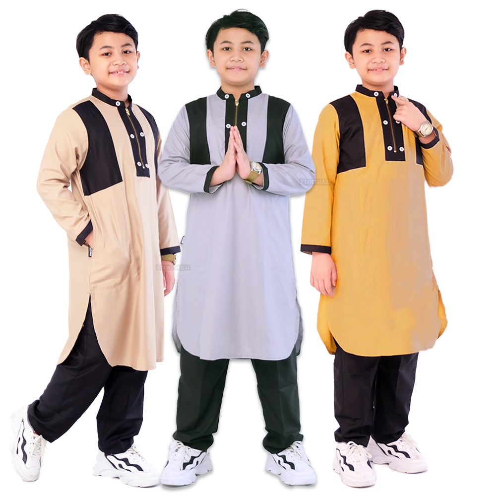 Baju Muslim Anak Cowok Baju Koko Anak Laki Laki Set [ARKEN] Usia 1-14 Tahun