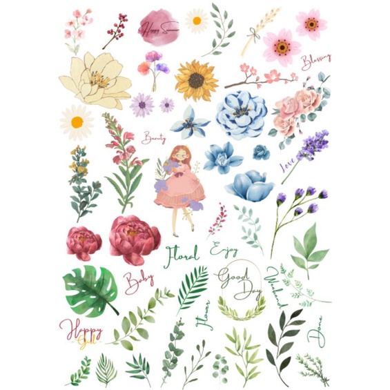 

stiker jurnal/budgeting/catatan estetik tema floral/bunga