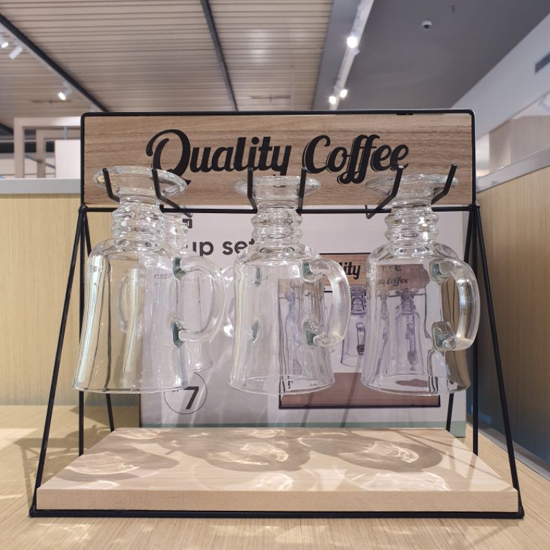 Set Cangkir Kopi Teh 8pc Dengan Rak Gantung Cangkir