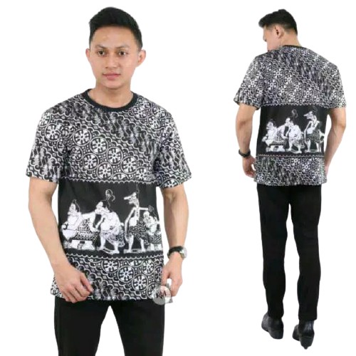 TERMURAH KAOS BATIK FULL PRINT MOTIF WAYANG KAOS MONOKROM KAOS PRIA KAOS BATIK PEKALONGAN  KAOS BALI