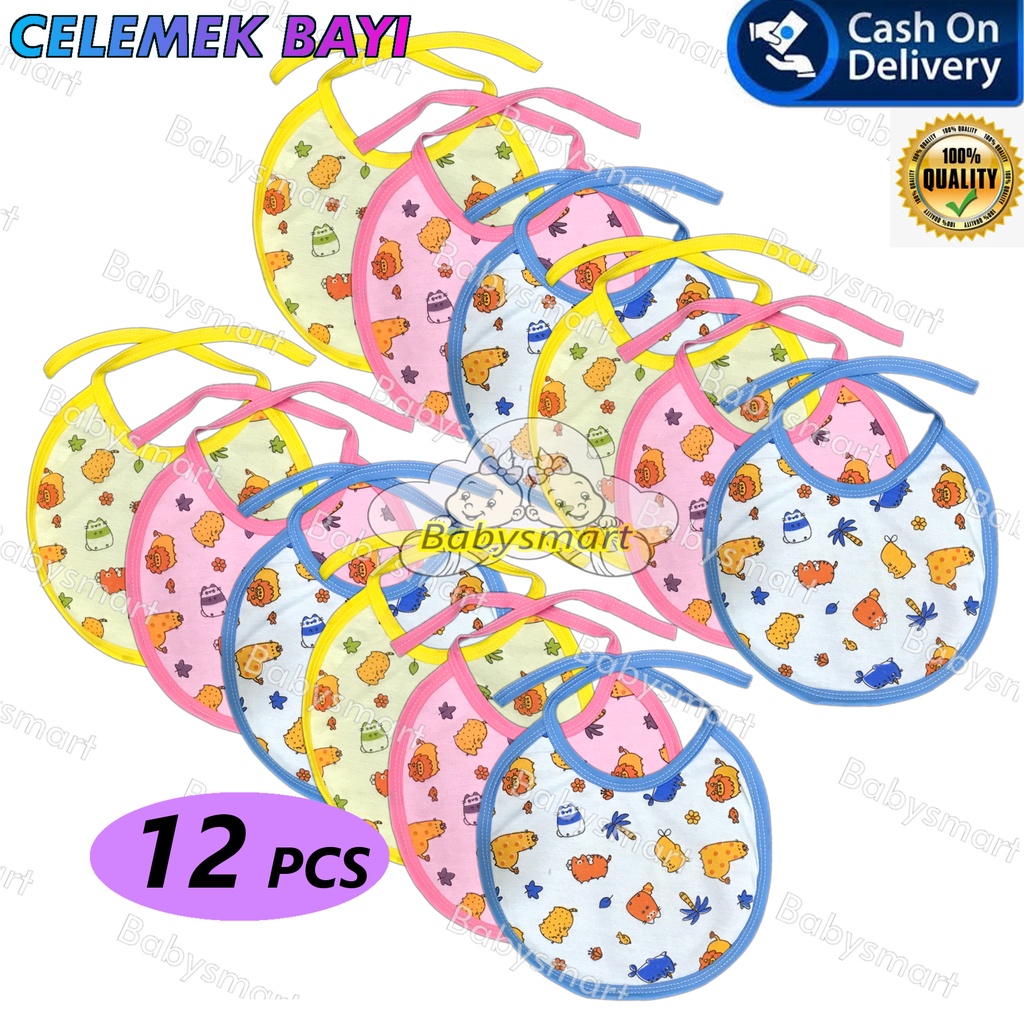 Babysmart - 12 Pcs Celemek makan bayi/Slaber Bayi/Tatakan iler liur/Tatakan Makan Bayi TABUR