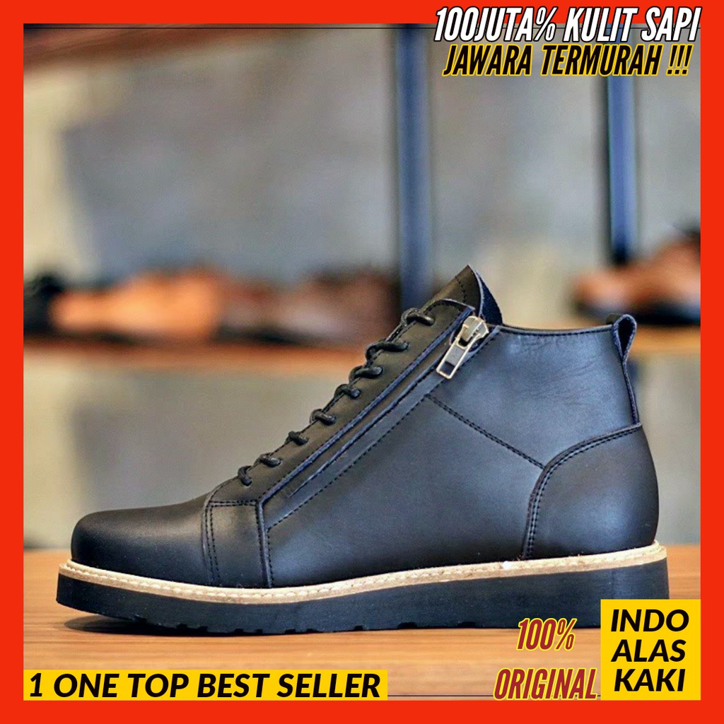 BRADLEYS original - BALDEV black - SEPATU BOOTS PRIA - KULIT ASLI - ORIGINAL - TERMURAH