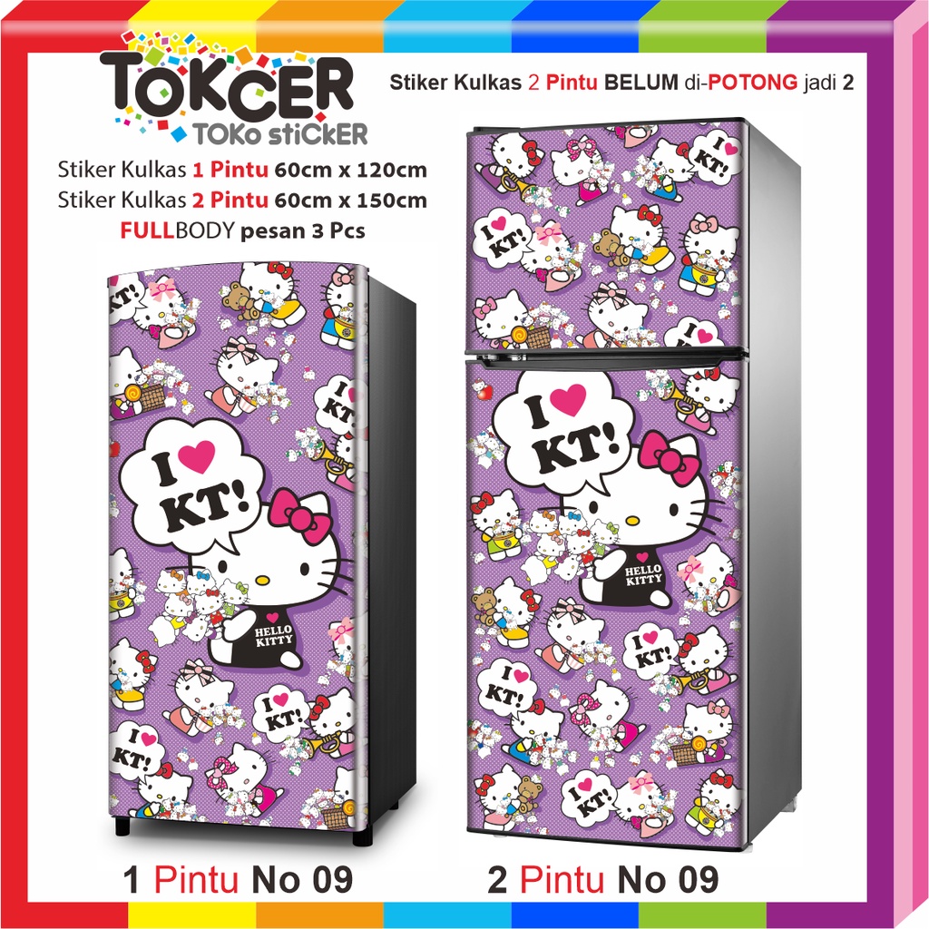 Stiker Kulkas 1 Pintu dan 2 Pintu HELLO KITTY