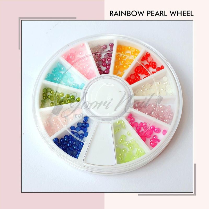 Rainbow pearl wheel nail art rhinestones colorful pearl 2mm mutiara 12warna case hp deco rhinestone