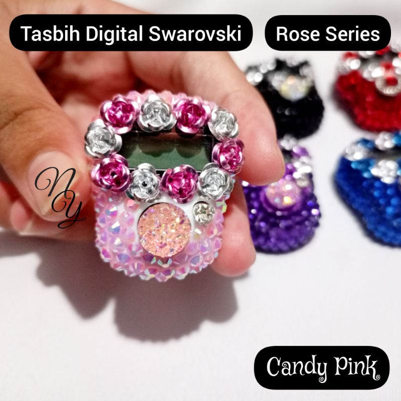 (Rose Series) Tasbih Digital Swarovski Hias Blink Oleh-oleh Haji umroh
