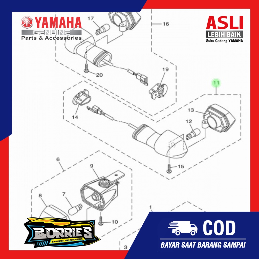 LAMPU SEIN SEN BELAKANG KIRI X RIDE 115 XRIDE 125 ORI 2BU-H3330-00