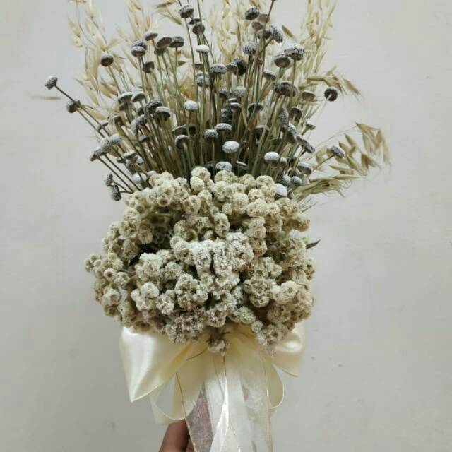 Buket bunga edelweis / hand bouquet rustic wedding flower / buket bunga kering / bunga pengantin