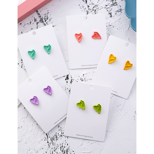 LRC Anting Tusuk Fashion Scrub Stereo Heart Stud Earrings F5485X