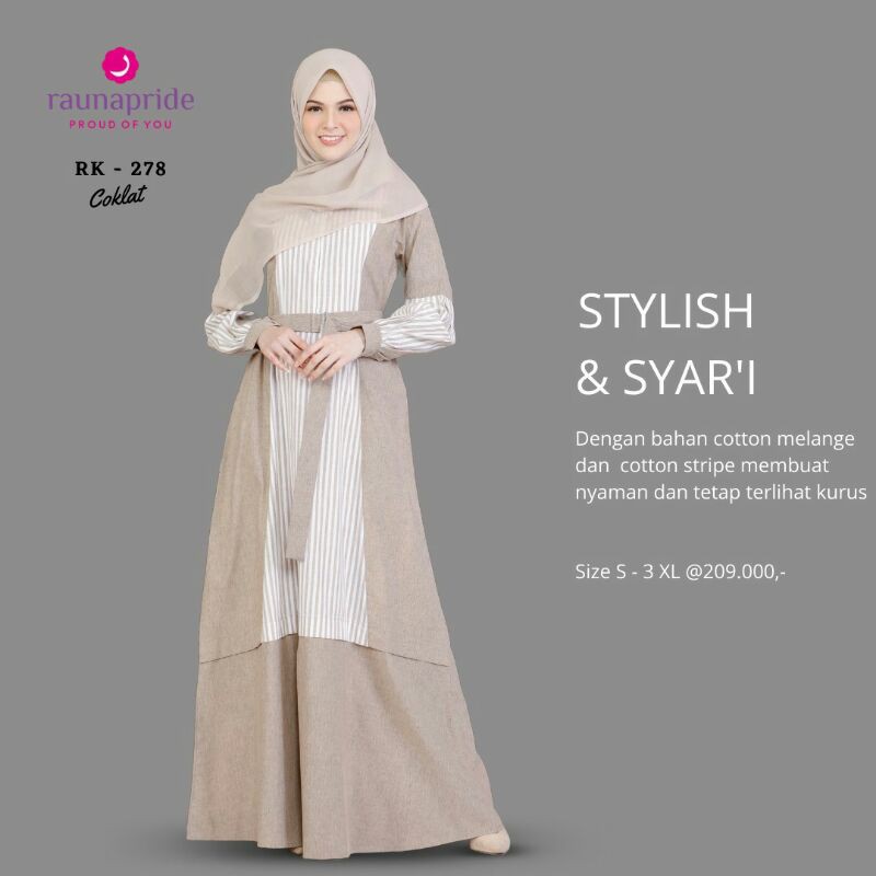 Gamis Rauna RK 278 Coklat - FASHION MUSLIM