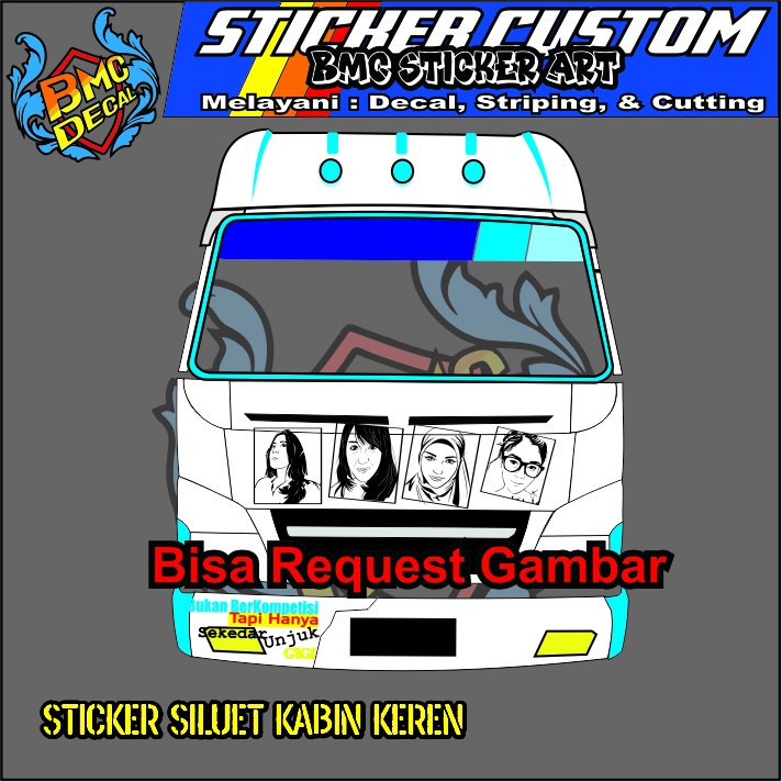 Sticker Siluet Wajah Kabin Truck Keren Bisa Custom Siluet (SSK01) - Sticker Variasi Truck
