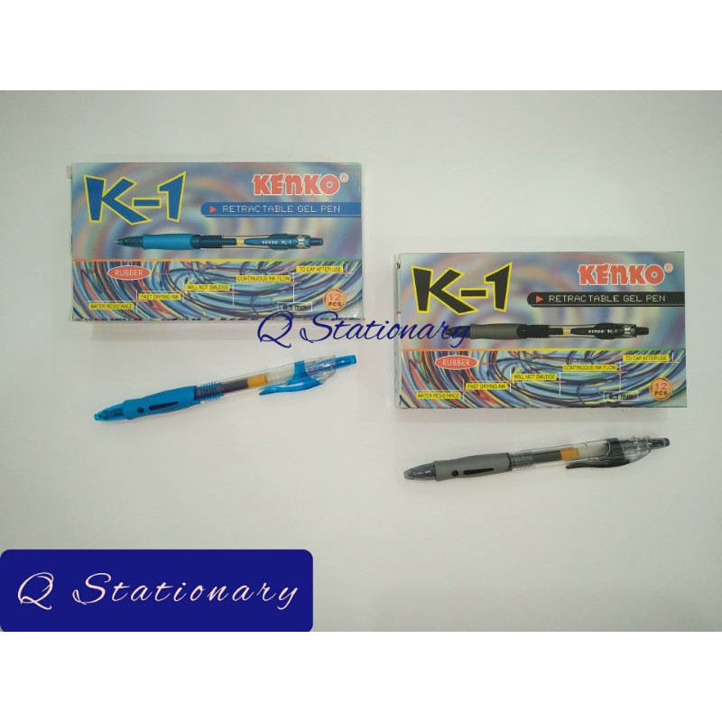 

Kenko K-1 gel pen/pulpen gel hitam dan biru